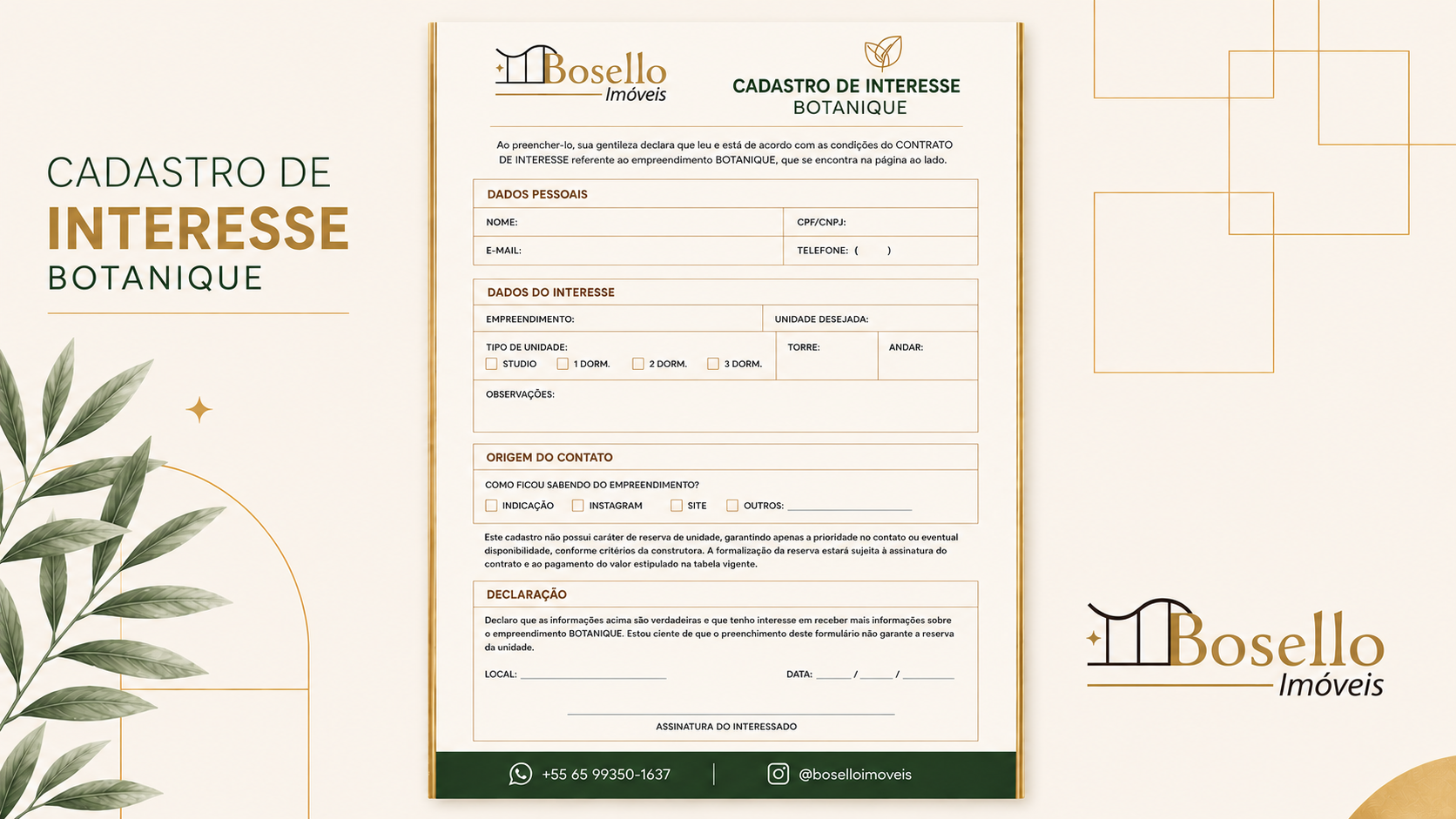 Ficha oficial de Cadastro de Interesse Botanique — Bosello Imóveis