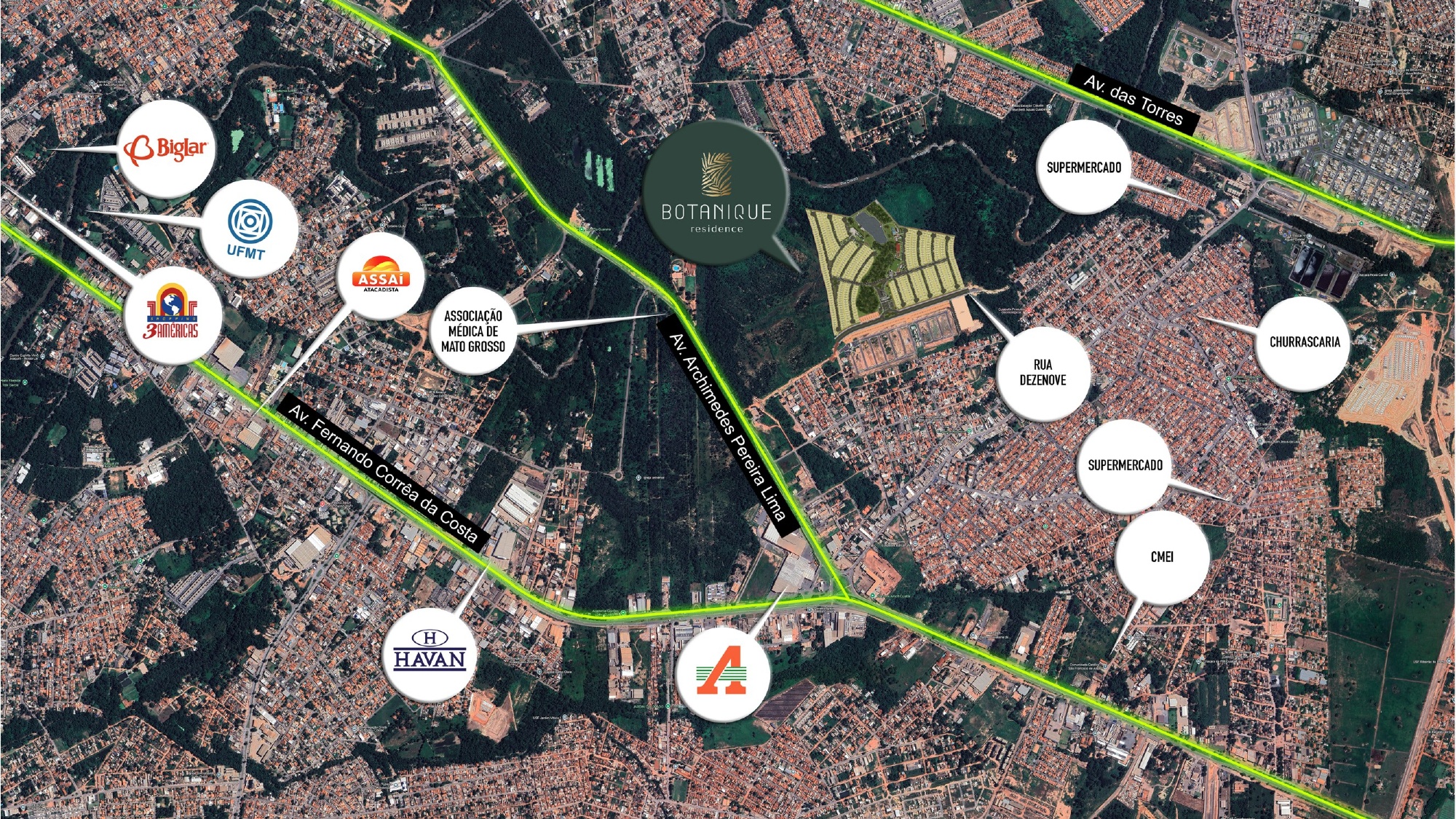 Mapa detalhado da localização do Botanique